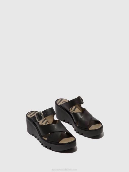 Wedge Mules BOCY409 Fly London Women BLACK 0JLR356