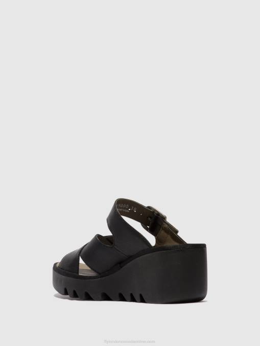 Wedge Mules BOCY409 Fly London Women BLACK 0JLR356