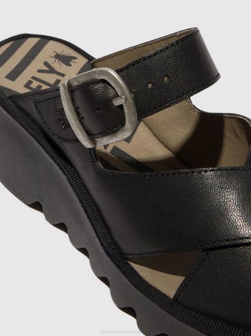Wedge Mules BOCY409 Fly London Women BLACK 0JLR356