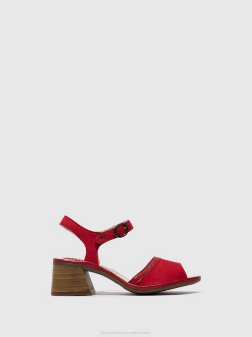 Ankle Strap Sandals LEAR374 Fly London Women LIPSTICK RED 0JLR570