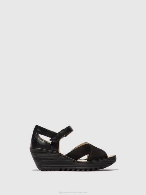 Ankle Strap Sandals YENT365 Fly London Women BLACK 0JLR566