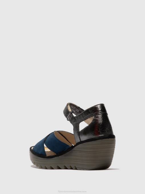 Ankle Strap Sandals YENT365 Fly London Women BLUE/GRAPHITE 0JLR508