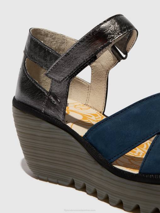 Ankle Strap Sandals YENT365 Fly London Women BLUE/GRAPHITE 0JLR508