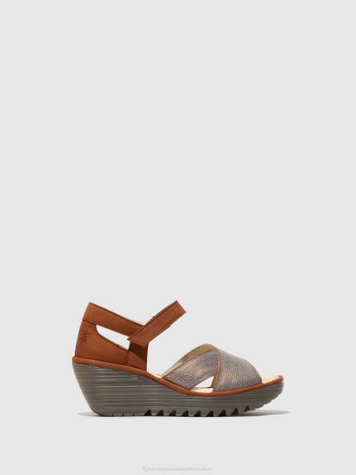 Ankle Strap Sandals YENT365 Fly London Women BRONZE/TAN 0JLR567