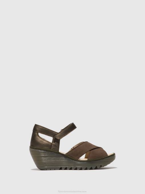 Ankle Strap Sandals YENT365 Fly London Women PEWTER 0JLR509