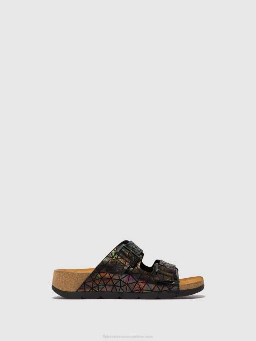 Buckle Sandals CAJA721 Fly London Women BLACK PETROL 0JLR500