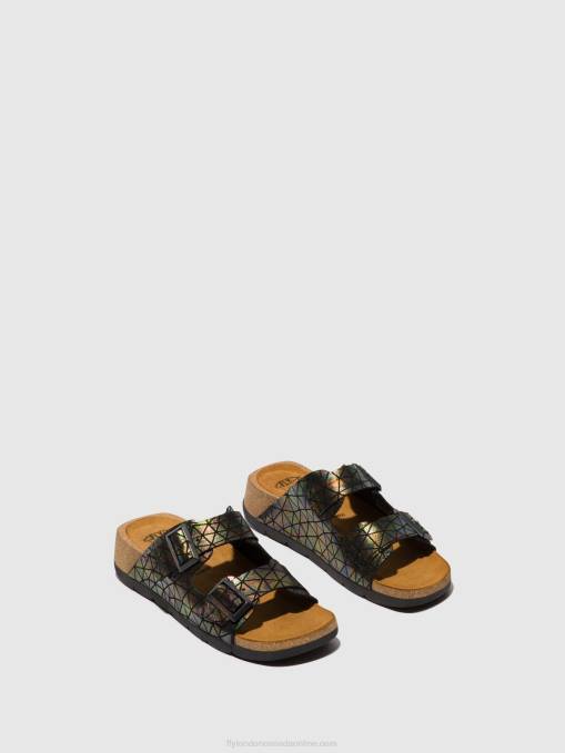 Buckle Sandals CAJA721 Fly London Women BLACK PETROL 0JLR500