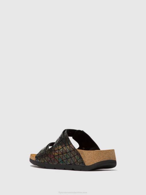 Buckle Sandals CAJA721 Fly London Women BLACK PETROL 0JLR500