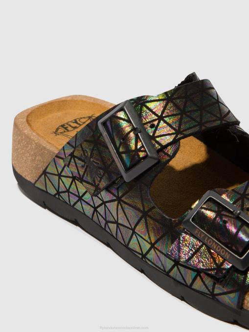 Buckle Sandals CAJA721 Fly London Women BLACK PETROL 0JLR500