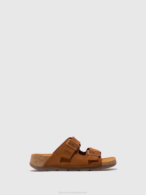 Buckle Sandals CAJA721 Fly London Women SUEDE CAMEL 0JLR391