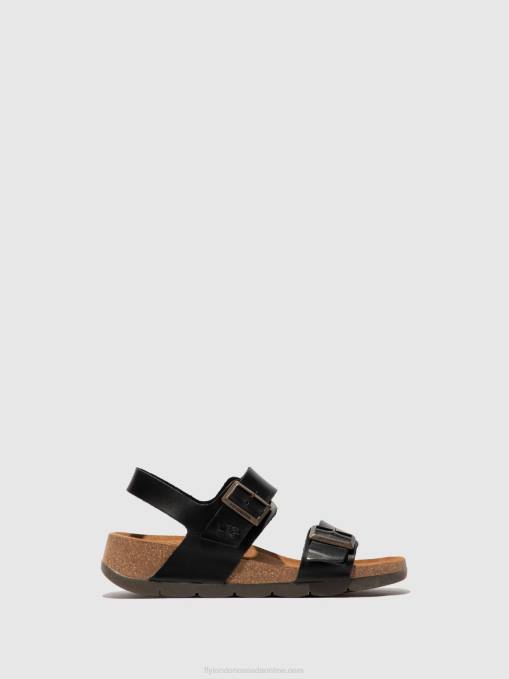 Buckle Sandals CEKE722 Fly London Women BRIDLE BLACK 0JLR612