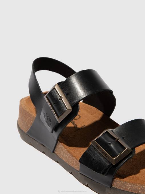 Buckle Sandals CEKE722 Fly London Women BRIDLE BLACK 0JLR612