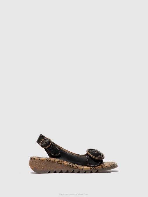 Buckle Sandals TRAM723 Fly London Women BLACK 0JLR613