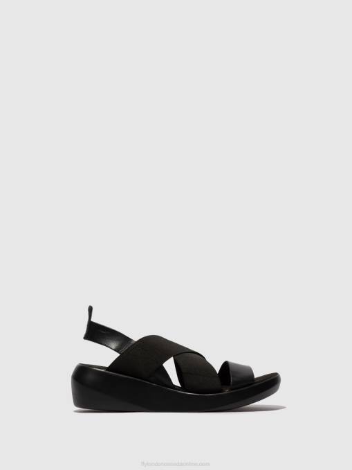 Crossover Sandals BAJI848 Fly London Women BLACK 0JLR593
