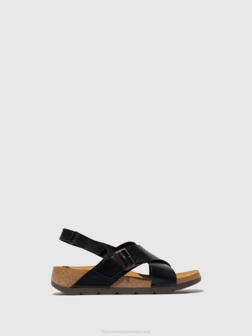 Crossover Sandals CHLO852 Fly London Women BLACK 0JLR588
