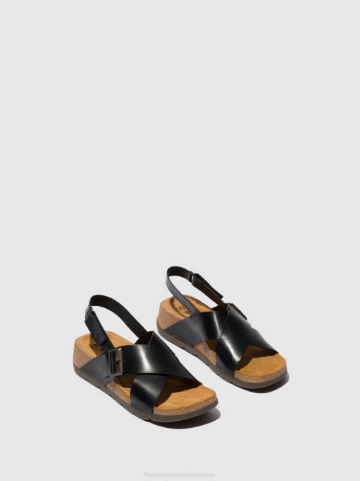 Crossover Sandals CHLO852 Fly London Women BLACK 0JLR588