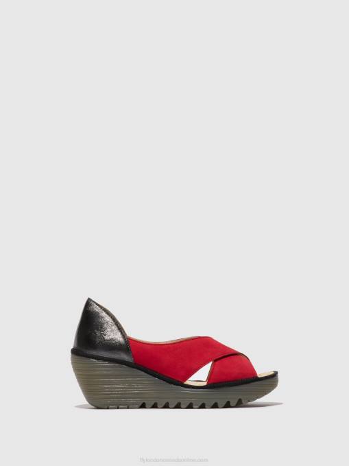 Crossover Sandals YOMA307 Fly London Women LIPSTICK RED/GRAPHITE 0JLR483