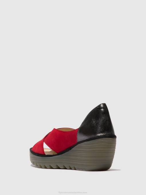 Crossover Sandals YOMA307 Fly London Women LIPSTICK RED/GRAPHITE 0JLR483