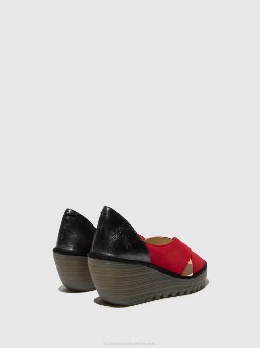 Crossover Sandals YOMA307 Fly London Women LIPSTICK RED/GRAPHITE 0JLR483