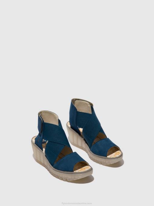 Crossover Sandals YUBA385 Fly London Women BLUE 0JLR485