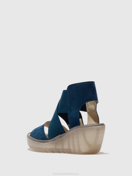 Crossover Sandals YUBA385 Fly London Women BLUE 0JLR485