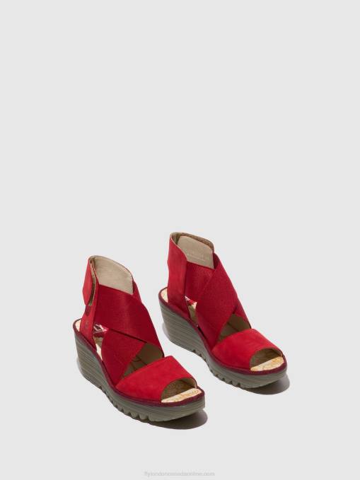 Crossover Sandals YUBA385 Fly London Women LIPSTICK RED 0JLR486