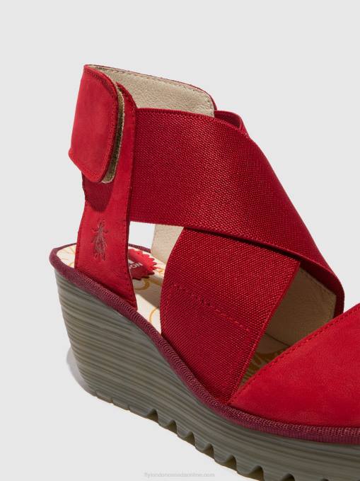 Crossover Sandals YUBA385 Fly London Women LIPSTICK RED 0JLR486