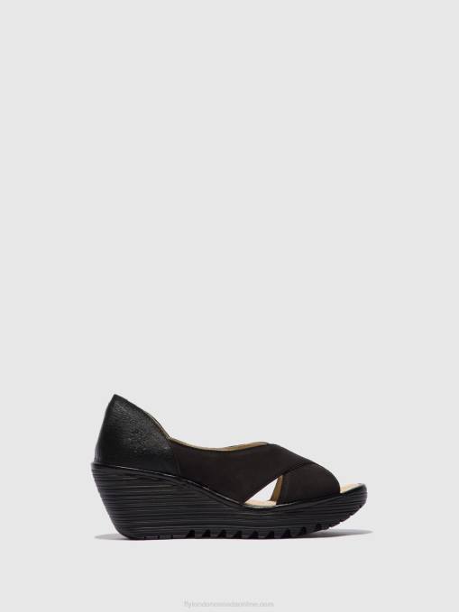 Open Toe Sandals YOMA307 Fly London Women CUPIDO/MOUSSE BLACK 0JLR597
