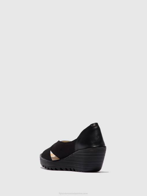 Open Toe Sandals YOMA307 Fly London Women CUPIDO/MOUSSE BLACK 0JLR597