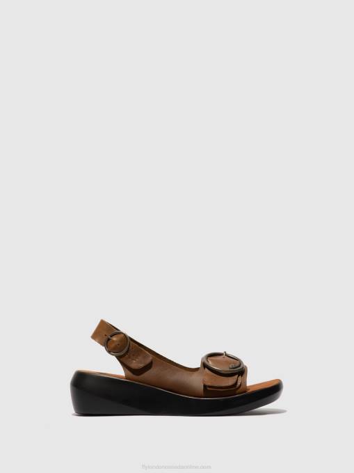 Sling-Back Sandals BERK754 Fly London Women BRIDLE CAMEL 0JLR602
