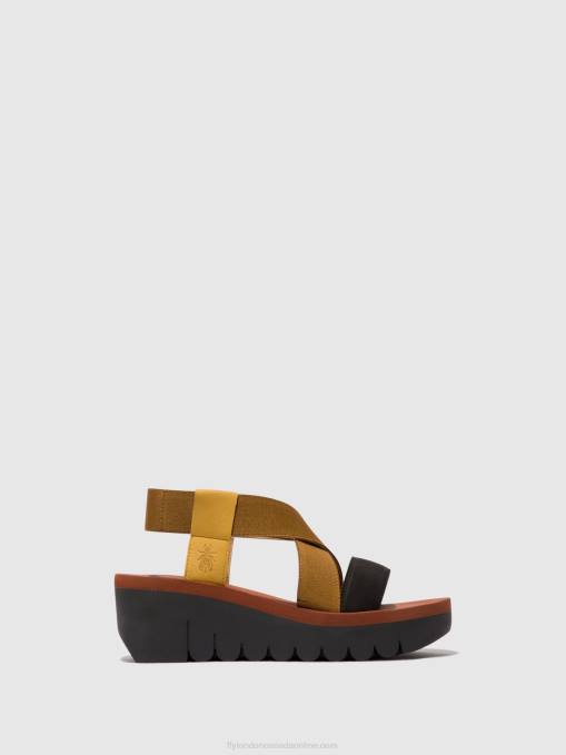 Sling-Back Sandals YABI922 Fly London Women BUMBLEBEE/CAMEL/BLACK 0JLR446