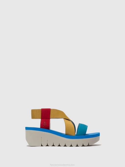 Sling-Back Sandals YABI922 Fly London Women LIPSTICK RED/YELLOW/AZURRE 0JLR448