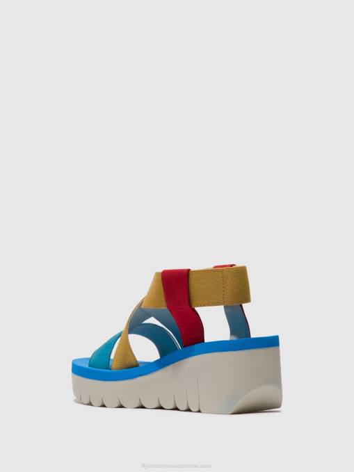 Sling-Back Sandals YABI922 Fly London Women LIPSTICK RED/YELLOW/AZURRE 0JLR448