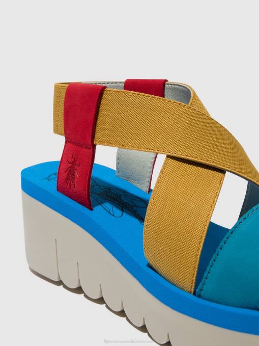 Sling-Back Sandals YABI922 Fly London Women LIPSTICK RED/YELLOW/AZURRE 0JLR448