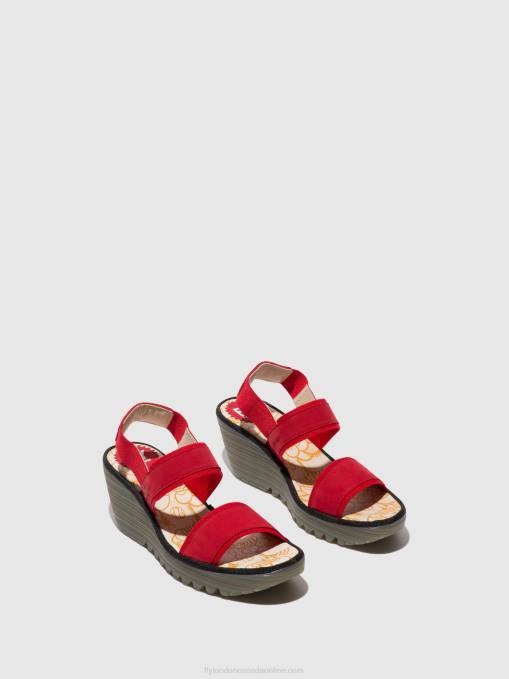 Sling-Back Sandals YACO416 Fly London Women LIPSTICK RED 0JLR436