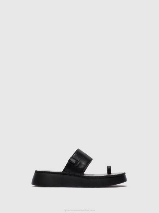 Strappy Sandals CHEV316 Fly London Women MOUSSE BLACK 0JLR607