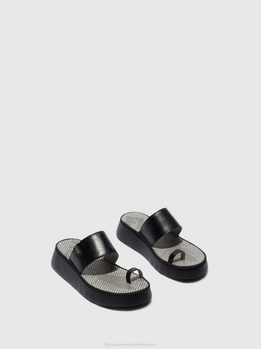 Strappy Sandals CHEV316 Fly London Women MOUSSE BLACK 0JLR607