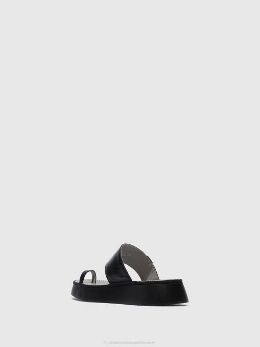 Strappy Sandals CHEV316 Fly London Women MOUSSE BLACK 0JLR607