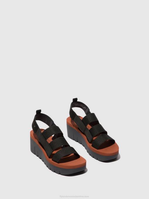 Strappy Sandals YERE847 Fly London Women BLACK (BRICK) 0JLR536