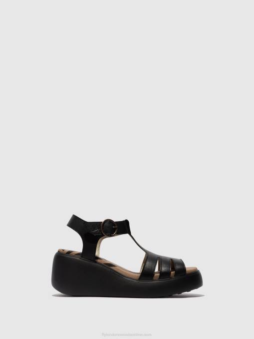 T-Strap Sandals DUMA955 Fly London Women BLACK 0JLR413
