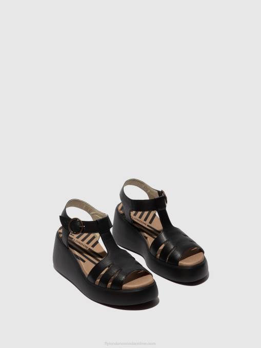 T-Strap Sandals DUMA955 Fly London Women BLACK 0JLR413