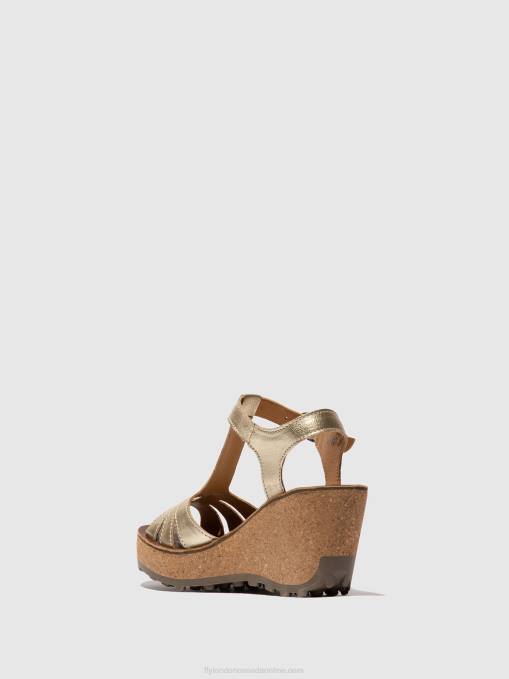 T-Strap Sandals Fly London Women GOLD 0JLR524