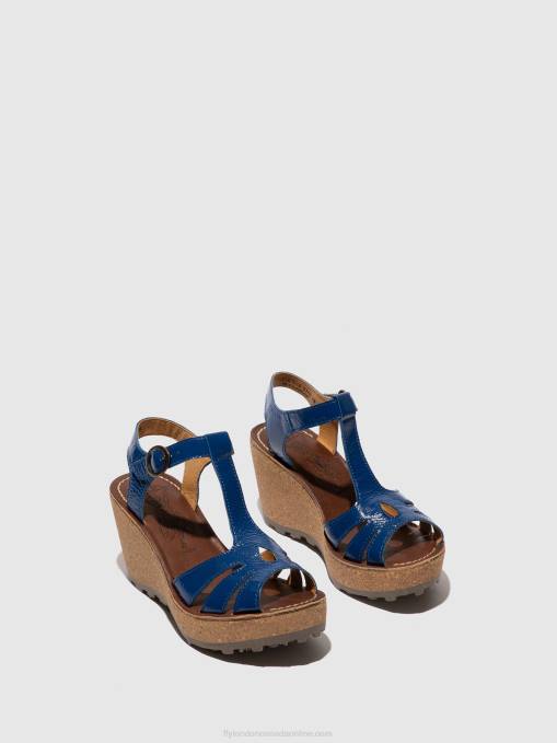 T-Strap Sandals Fly London Women GOLD BLUE 0JLR522