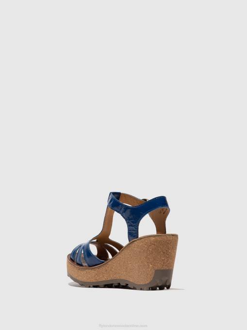 T-Strap Sandals Fly London Women GOLD BLUE 0JLR522