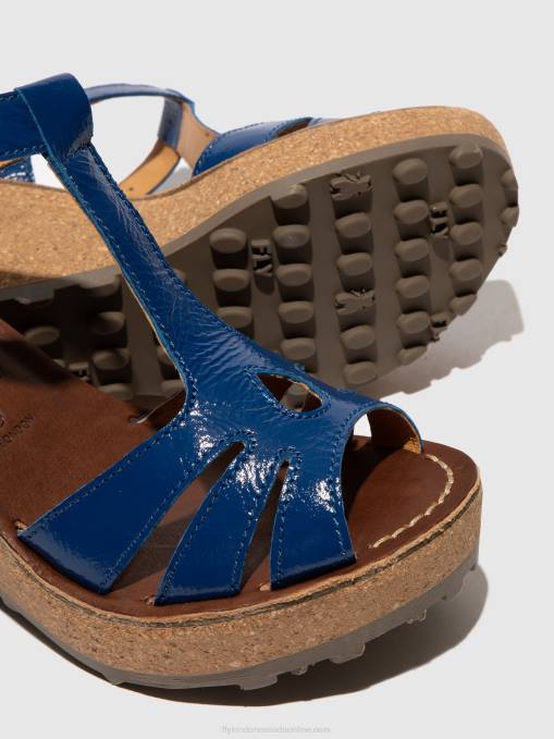 T-Strap Sandals Fly London Women GOLD BLUE 0JLR522
