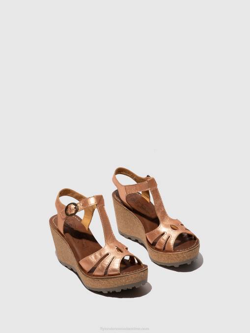 T-Strap Sandals Fly London Women GOLD BLUSH GOLD 0JLR523