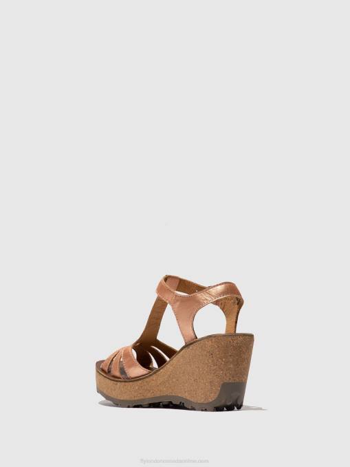 T-Strap Sandals Fly London Women GOLD BLUSH GOLD 0JLR523
