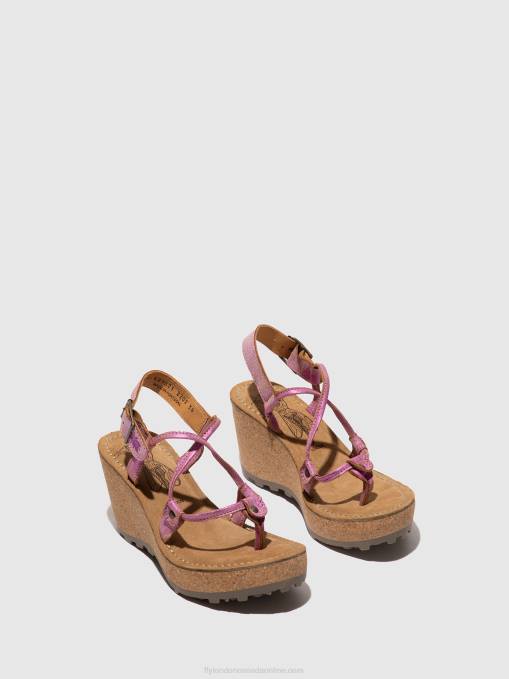 T-Strap Sandals GOSH Fly London Women PINK 0JLR518